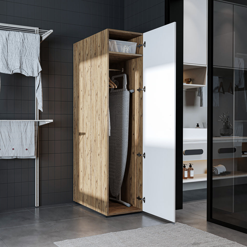 Roomart - DORA Armario alto 45cm ancho - Blanco - Roble blanco - Roble - Roble antracita - armario lavadora, estante lavadora, torre lavadora, armario, blanco, lavadoras, armario bajo, lavadora, secadora, armario hogar, armarios, armario baño, alto