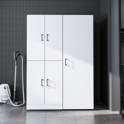 Roomart Waschmaschinenschrank „DORA 130 cm Breit“ für Waschmaschine & Trockner mit Regalböden, in 5 Farben • Weiß • Weiß Eiche • Anthrazit Eiche • Eiche • Schwarz Eiche (Kopie)