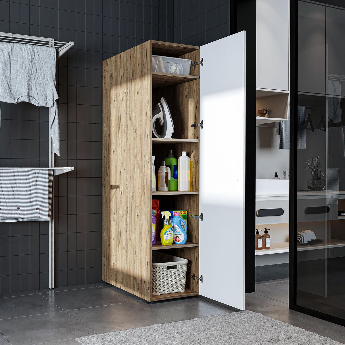 Hochschrank DORA, 45 cm, schmaler Mehrzweckschrank