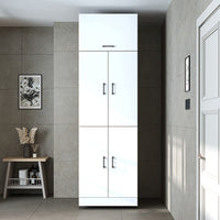 Roomart Waschmaschinenschrank „DORA“ für Waschmaschine & Trockner mit Regalböden, in 5 Farben • Weiß • Weiß Eiche • Anthrazit Eiche • Eiche • Schwarz-Eiche