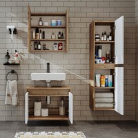 Roomart bathroom furniture set MELONA 3-piece, in 4 colors, 65cm vanity unit - mirror cabinet - tall cabinet- bathroom furniture, set, drain, washbasin, bathroom, furniture, bathroom furniture, bathroom, washbasin vanity unit, cm, wide, modern, washbasin, deep, with, vanity unit