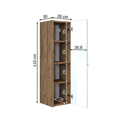 Roomart Seitenschrank „ADA“ – moderner 110 cm Bad-Hängeschrank mit Softclose – in Weiß, Eiche, Anthrazit oder Schwarz