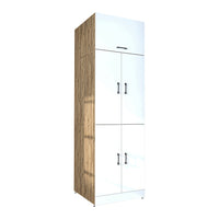 Roomart Waschmaschinenschrank „DORA“ für Waschmaschine & Trockner mit Regalböden, in 5 Farben • Weiß • Weiß Eiche • Anthrazit Eiche • Eiche • Schwarz-Eiche