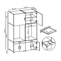 Roomart Waschmachinen Doppelschrrank Überbauschrank HBT: 205 x 134 x 66,8 cm, in 3 Farben-waschmaschinenschrank, waschmaschinenregal, waschturm, schrank, weiß, waschmaschinen, unterschrank, waschmaschine, trockner, haushaltsschrank, schränke, badschrank, 