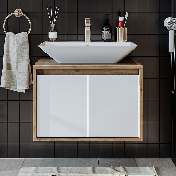 Roomart ATLANTIC Waschtisch mit Unterschrank, 65 cm, mit oder ohne Aufsatzbecken, in 5 Farben