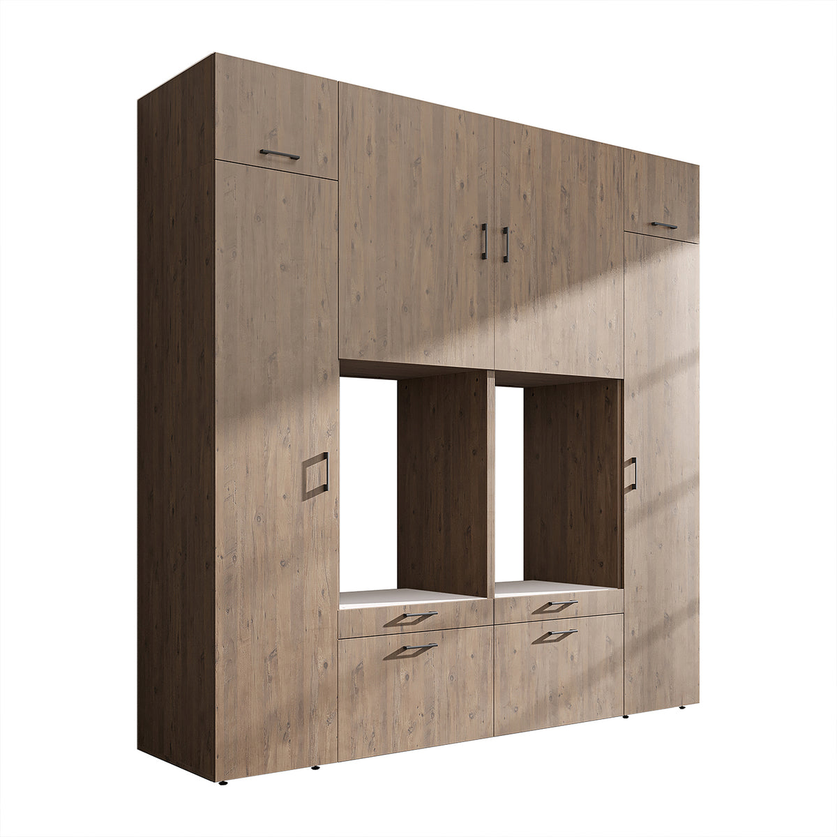 Roomart Schrankwand SERIE 2, 224 cm, für 2 Geräte mit 2 Hochschränken, in 3 Farben