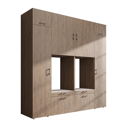 Roomart Schrankwand SERIE 2, 224 cm, für 2 Geräte mit 2 Hochschränken, in 3 Farben