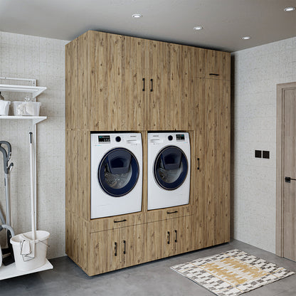 Roomart Überbauschrak für Waschküche & Hauswirtschaftsraum, (SERIE 3), 194 cm breit, in 3 Farben, Mit Schubladen und Ausziehbrett