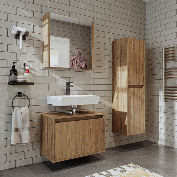 Roomart 3-teiliges Badmöbel-Set MELONA-S1, 65 cm, ohne Becken, mit Hochschrank, in 4 Farben