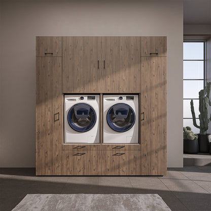 Roomart Schrankwand SERIE 2, 224 cm, für 2 Geräte mit 2 Hochschränken, in 3 Farben