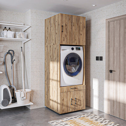 Roomart A3+B1 Waschmaschinenschrank 205 cm – Überbau, Ausziehbrett, Schublade | 3 Farben