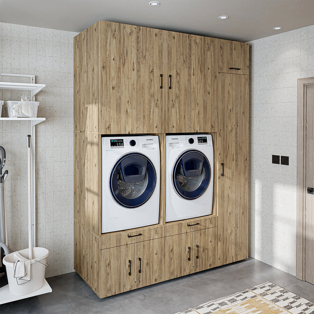 Roomart armario sobremesa para lavadero y cuarto de servicio, en 3 colores, con cajones y estante extraíble, 179 cm de ancho - armario para lavadora, estante para lavadora, torre de lavado, armario, blanco, lavadoras, armario bajo, lavadora, secadora, hogar