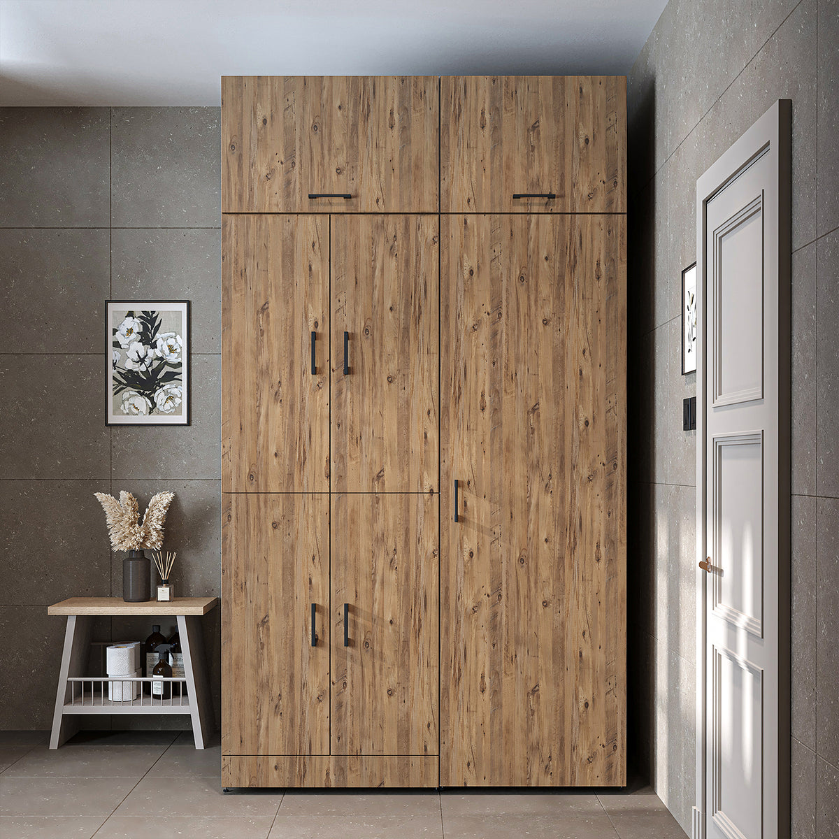 Waschmaschinenschrank DORA-I 130 cm mit Hochschrank
