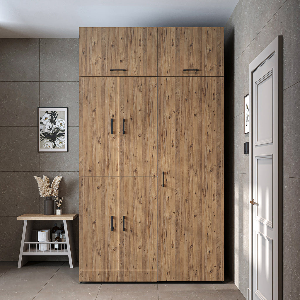 Roomart washing machine cabinet " DORA SET" for dryer & washing machine, 130 cm wide, in 4 colors, with doors & pull-out shelf - white - white oak - anthracite oak - oak - washing machine cabinet, washing machine shelf, washing tower, cabinet, white, washing machine