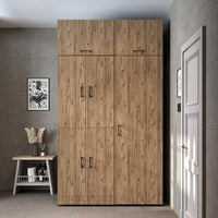 Roomart washing machine cabinet " DORA SET" for dryer & washing machine, 130 cm wide, in 4 colors, with doors & pull-out shelf - white - white oak - anthracite oak - oak - washing machine cabinet, washing machine shelf, washing tower, cabinet, white, washing machine