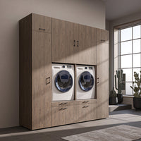 Roomart Waschmaschinenschrank SERIE 2 – Doppelschrank mit Seitenschränken, 3 Farben