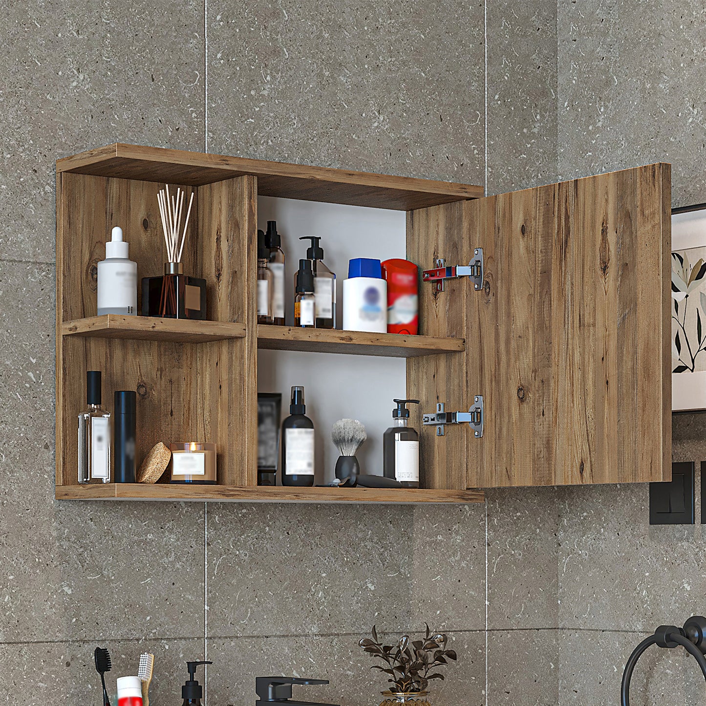 Roomart Badmöbelset ADA – 3-teiliges Badezimmermöbel Set mit Waschbecken, Unterschrank, Spiegelschrank & Seitenschrank – modernes Badmöbel