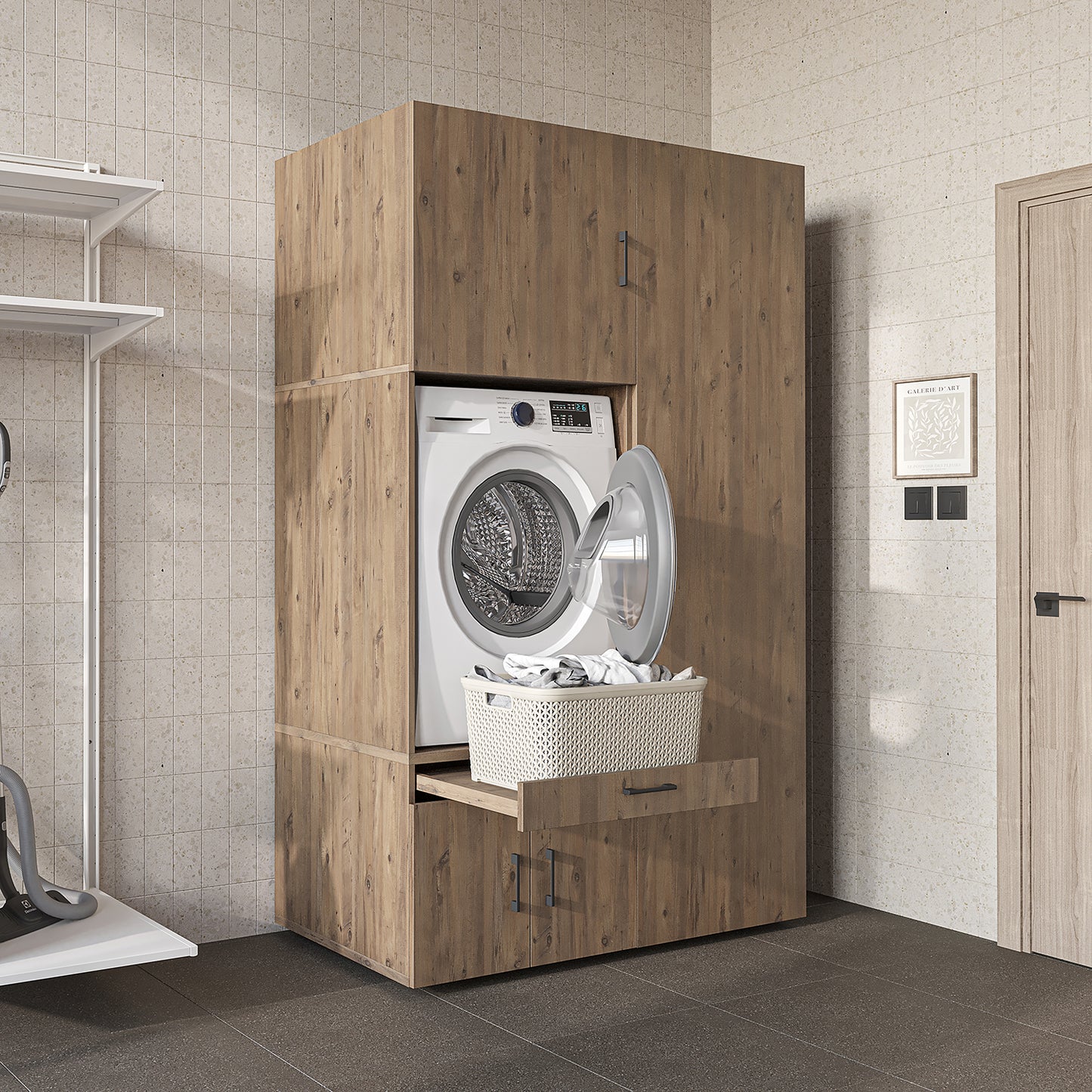 Roomart A3+B1+C60 Waschmaschinenschrank 236 cm – Soft-Close, Stauraum | 3 Farben