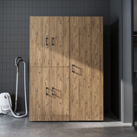 Roomart Waschmaschinenschrank „DORA 130 cm Breit“ für Waschmaschine & Trockner mit Regalböden, in 5 Farben • Weiß • Weiß Eiche • Anthrazit Eiche • Eiche • Schwarz Eiche (Kopie)