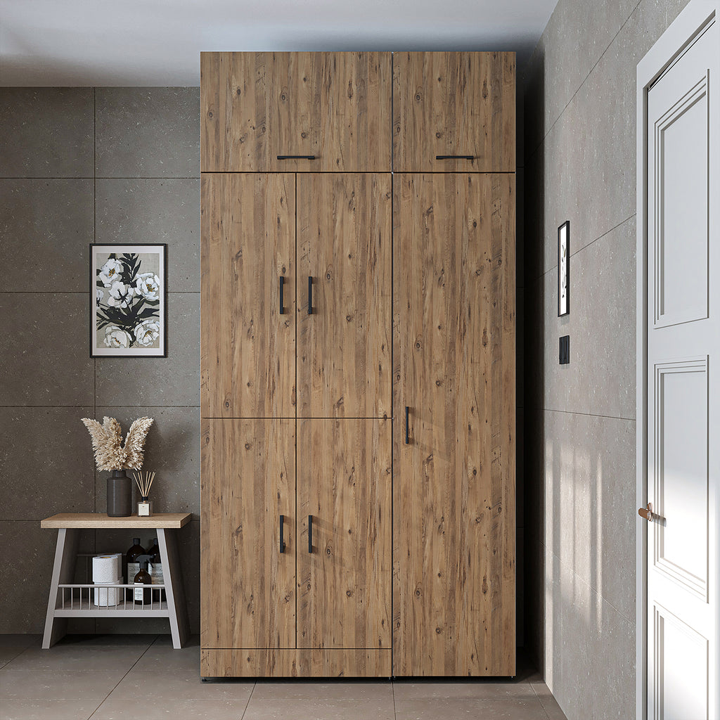 Roomart washing machine cabinet " DORA SET" for dryer & washing machine, 115 cm wide, in 4 colors, with doors & pull-out shelf - white - white oak - anthracite oak - oak - washing machine cabinet, washing machine shelf, washing tower, cabinet, white, washing machine