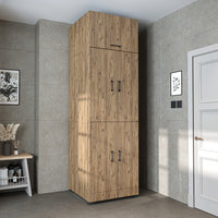 Roomart Waschmaschinenschrank „DORA“ für Waschmaschine & Trockner mit Regalböden, in 5 Farben • Weiß • Weiß Eiche • Anthrazit Eiche • Eiche • Schwarz-Eiche