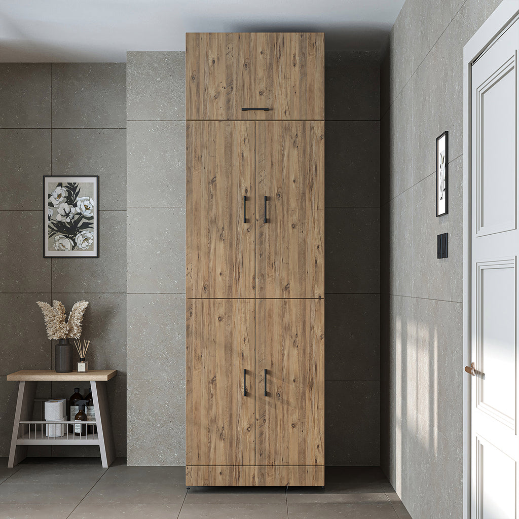 Roomart Waschmaschinenschrank „DORA“ für Waschmaschine & Trockner mit Regalböden, in 5 Farben • Weiß • Weiß Eiche • Anthrazit Eiche • Eiche • Schwarz-Eiche