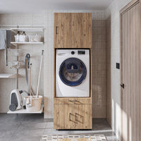 Roomart A3+B1 Waschmaschinenschrank 205 cm – Überbau, Ausziehbrett, Schublade | 3 Farben