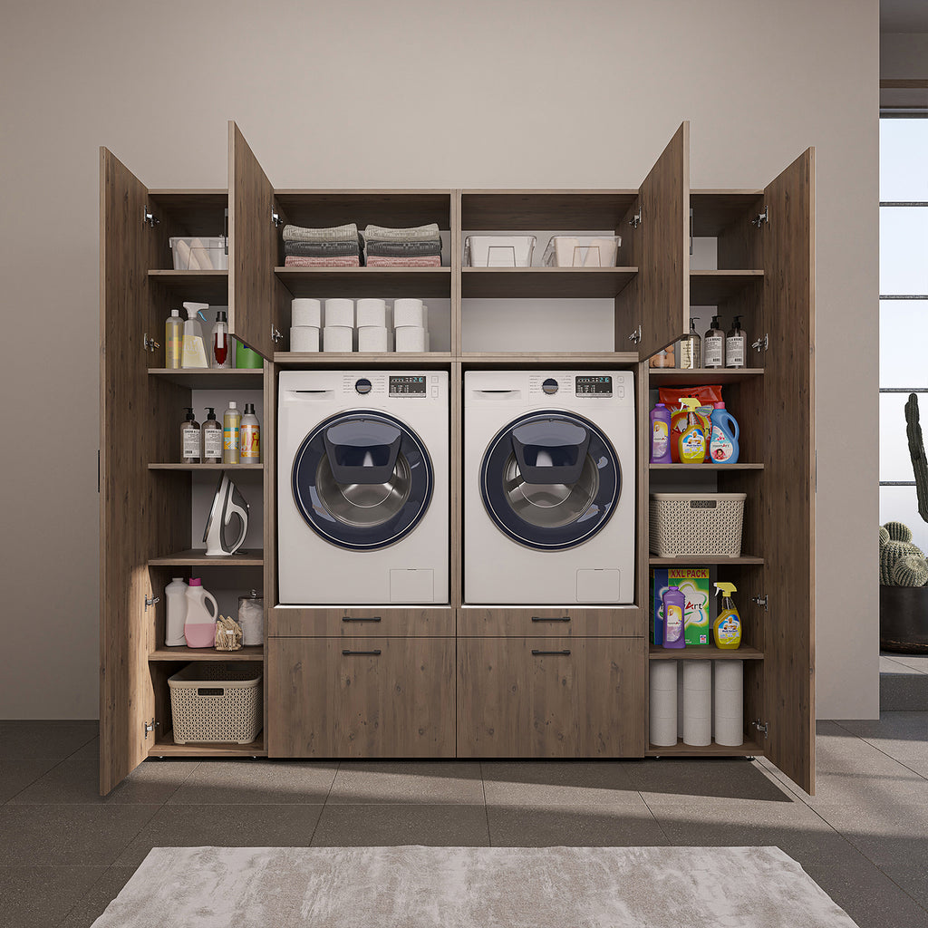 Roomart Waschmaschinenschrank 224 cm – 2 Geräte nebeneinander & Hochschrank | in 3 Farben