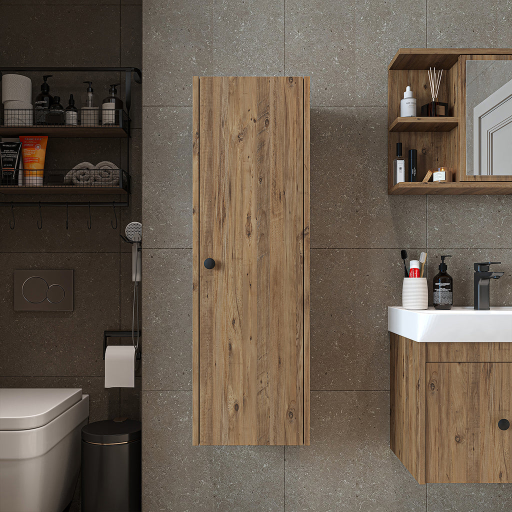 Roomart Bad-Seitenschrank ADA 110 cm – Moderner Bad-Hängeschrank mit Soft-Close – Viel Stauraum – Badezimmer Hochschrank – Weiß, Eiche, Anthrazit oder Schwarz