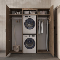 Roomart DUO-I Schrankwand 187 cm – Waschmaschine & Trockner übereinander & Hochschrank | in 3 Farben