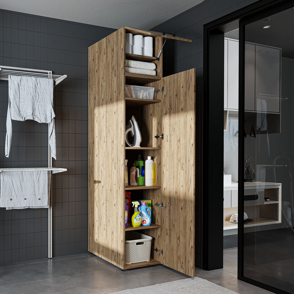 Roomart - DORA Armario alto 45cm ancho - Blanco - Roble blanco - Roble - Roble antracita - armario lavadora, estante lavadora, torre lavadora, armario, blanco, lavadoras, armario bajo, lavadora, secadora, armario hogar, armarios, armario baño, alto