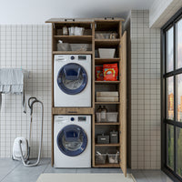 Roomart Waschmaschinenschrank, Trockner auf Waschmaschine • 112 cm breit • In 3 Farben