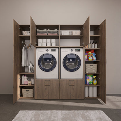 Roomart Waschmaschinenschrank 224 cm – 2 Geräte nebeneinander & Hochschrank | in 3 Farben