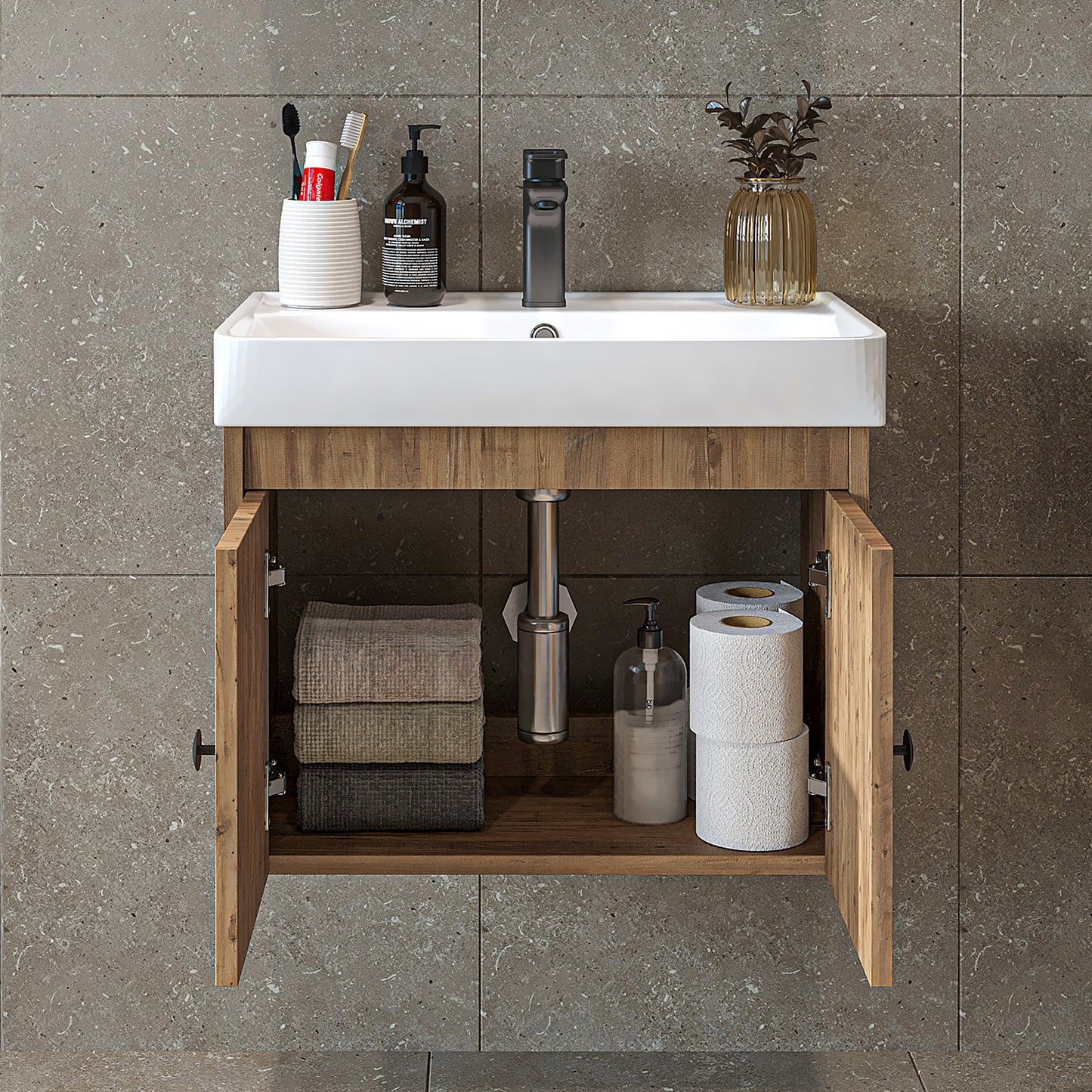 Roomart Badmöbel-Set ADA, 60 cm, mit Keramik-Waschbecken, in 6 Farben