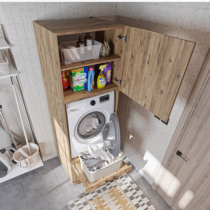 Roomart A3+B1 Waschmaschinenschrank 205 cm – Überbau, Ausziehbrett, Schublade | 3 Farben