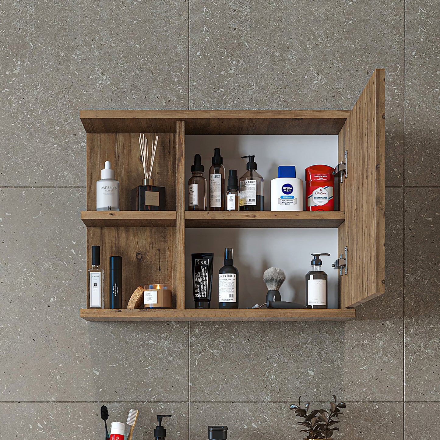 Roomart Badezimmerspiegelschrank "ADA“ – moderner, kompakter 60 cm Badschrank mit Spiegel – in Weiß, Eiche, Anthrazit oder Schwarz