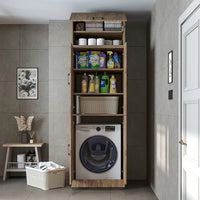 Roomart Waschmaschinenschrank „DORA“ für Waschmaschine & Trockner mit Regalböden, in 5 Farben • Weiß • Weiß Eiche • Anthrazit Eiche • Eiche • Schwarz-Eiche