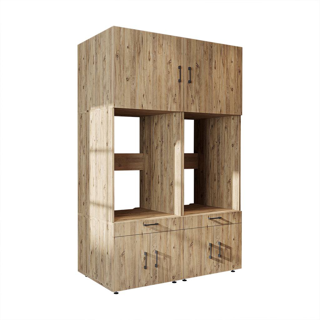 Roomart Waschmachinen Doppelschrrank Überbauschrank HBT: 205 x 134 x 66,8 cm, in 3 Farben-waschmaschinenschrank, waschmaschinenregal, waschturm, schrank, weiß, waschmaschinen, unterschrank, waschmaschine, trockner, haushaltsschrank, schränke, badschrank, 