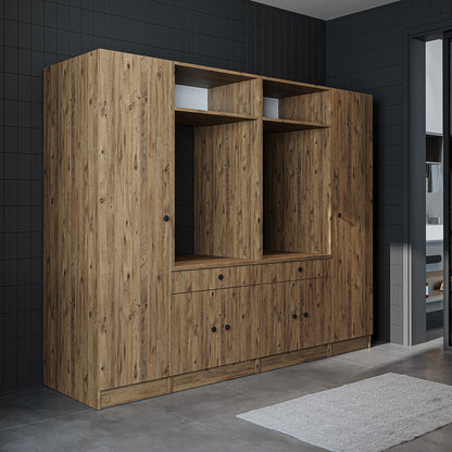 Roomart Schrankwand für Waschküche & Hauswirtschaftsraum – 224 cm breit – mit Ausziehbrett – in • Weiß •Eiche •Schwarz-Eiche