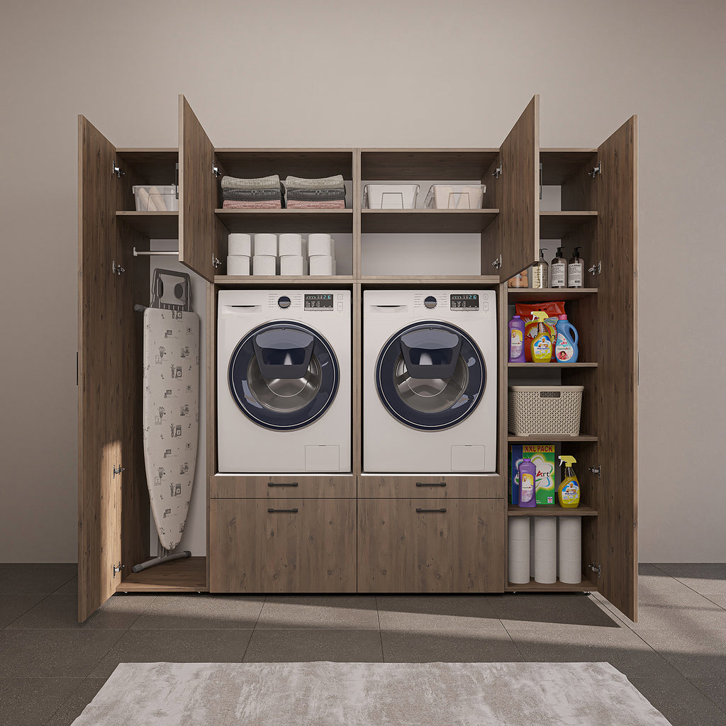 Roomart Waschmaschinenschrank 224 cm – 2 Geräte nebeneinander & Hochschrank | in 3 Farben