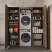 Roomart DUO-I Schrankwand 187 cm – Waschmaschine & Trockner übereinander & Hochschrank | in 3 Farben