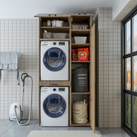 Roomart Waschmaschinenschrank, Trockner auf Waschmaschine • 112 cm breit • In 3 Farben