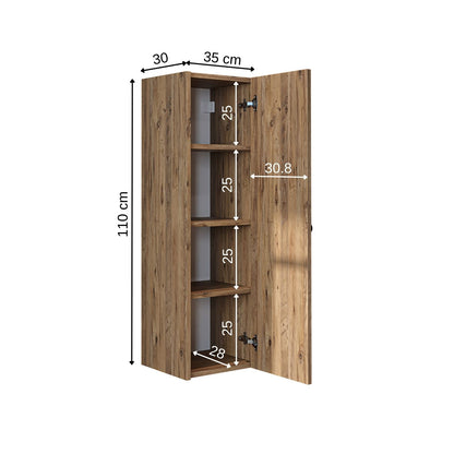 Roomart Seitenschrank „ADA“ – moderner 110 cm Bad-Hängeschrank mit Softclose – in Weiß, Eiche, Anthrazit oder Schwarz