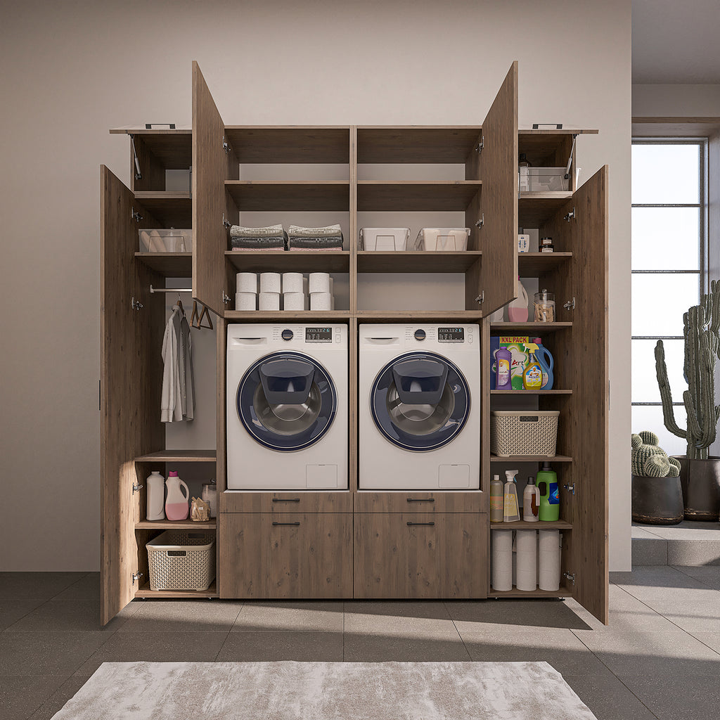 Roomart Schrankwand SERIE 2, 224 cm, für 2 Geräte mit 2 Hochschränken, in 3 Farben
