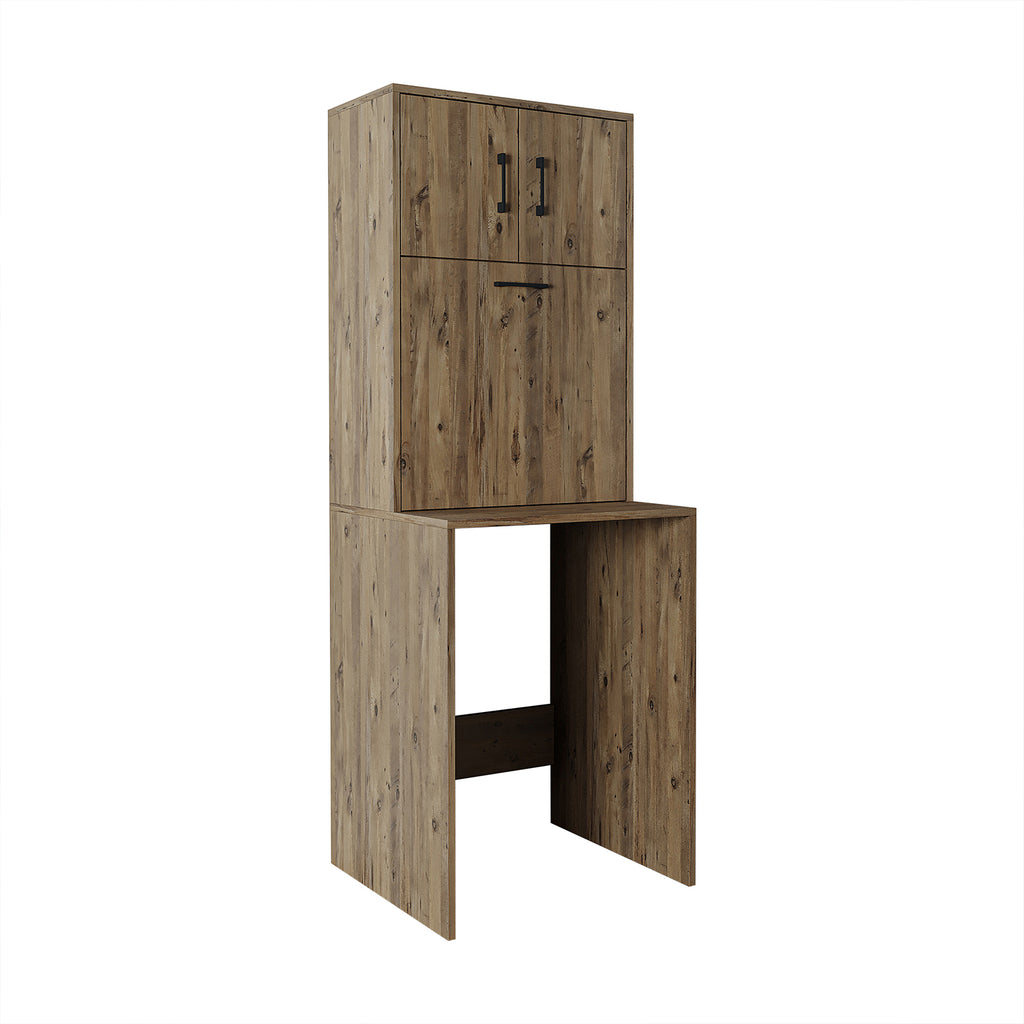 Roomart, Waschmaschinenschrank LUNA, Waschmaschinenüberbau mit Wäschekorb, BHT: 65 X 181 X 65 cm, in Weiß, Eiche, Anthrazit Eiche, Eiche - waschmaschinenschrank, waschmaschinenregal, waschturm, schrank, weiß, waschmaschinen, unterschrank, waschmaschine, t