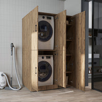 Roomart Waschmaschinenschrank „DORA 115 cm Breit“ für Waschmaschine & Trockner mit Regalböden, in 5 Farben • Weiß • Weiß Eiche • Anthrazit Eiche • Eiche • Schwarz Eiche