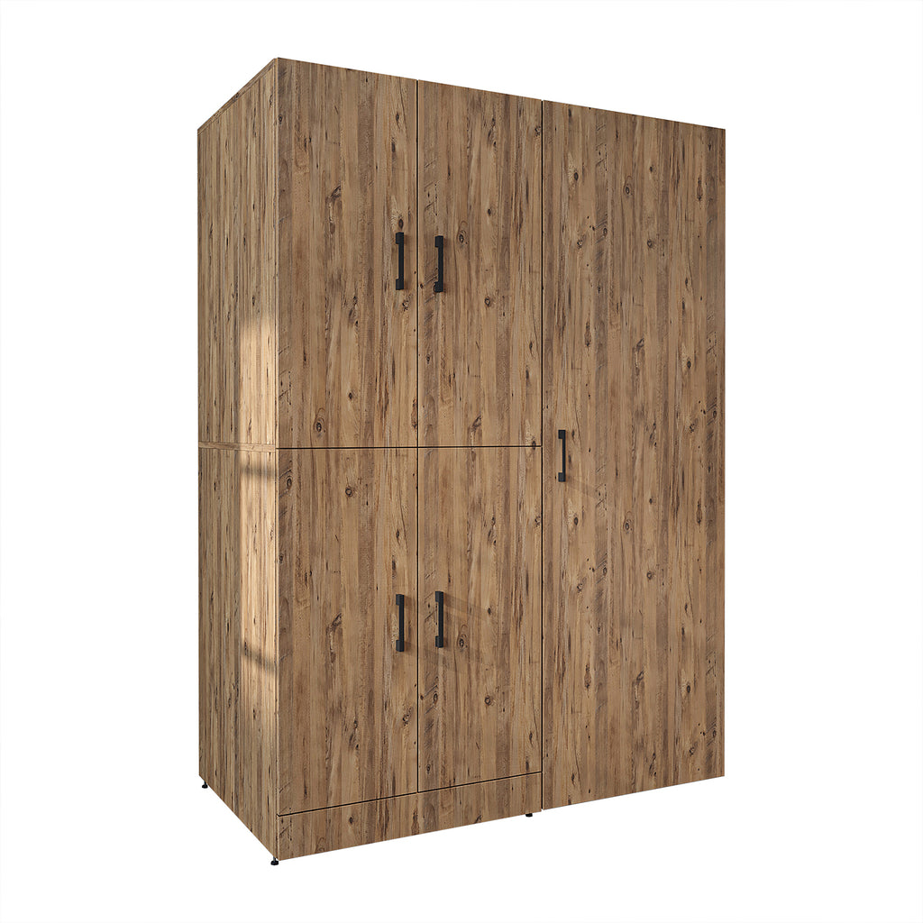 Roomart washing machine cabinet " DORA SET" for dryer & washing machine, 130 cm wide, in 4 colors, with doors & pull-out shelf - white - white oak - anthracite oak - oak - washing machine cabinet, washing machine shelf, washing tower, cabinet, white, washing machine