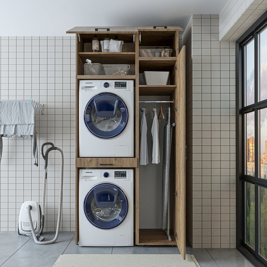 Roomart Waschmaschinenschrank, Trockner auf Waschmaschine • 112 cm breit • In 3 Farben