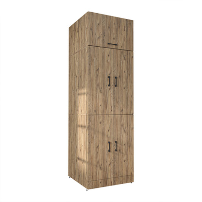 Roomart Waschmaschinenschrank „DORA“ für Waschmaschine & Trockner mit Regalböden, in 5 Farben • Weiß • Weiß Eiche • Anthrazit Eiche • Eiche • Schwarz-Eiche