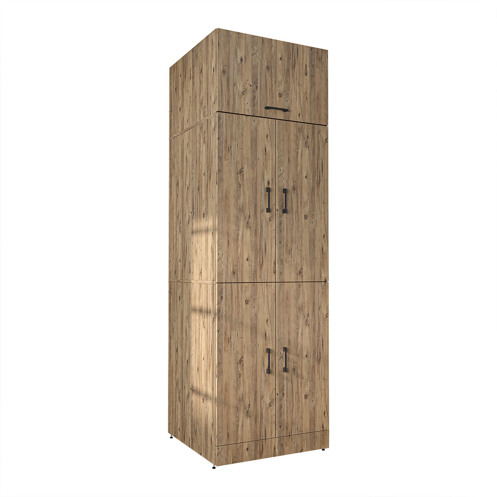 Roomart Waschmaschinenschrank „DORA“ für Waschmaschine & Trockner mit Regalböden, in 5 Farben • Weiß • Weiß Eiche • Anthrazit Eiche • Eiche • Schwarz-Eiche